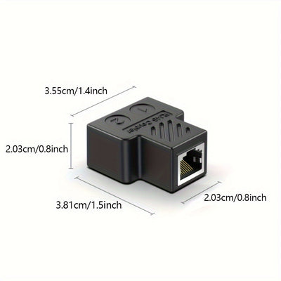 Adaptador Divisor Ethernet TISHRIC de 2 piezas - Conector de Cable de Red LAN de 1 a 2 Vías, Hembra RJ45, Acabado Mate