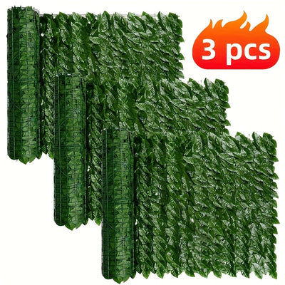 3 piezas de paneles de pared de hiedra artificial verde, 118,11 pulgadas x 19,69 pulgadas - Pantalla de valla de privacidad exterior resistente a la radiación UV, adecuada para patio, balcón, jardín, decoración verde interior/exterior, diseño de plantas