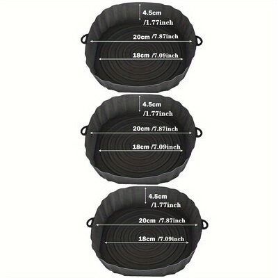 3 piezas de fundas de silicona para freidor de aire de 7,09 pulgadas, cestas reutilizables antiadherentes, accesorios para horno, fundas para sartenes, gadgets de cocina, cocina en casa.