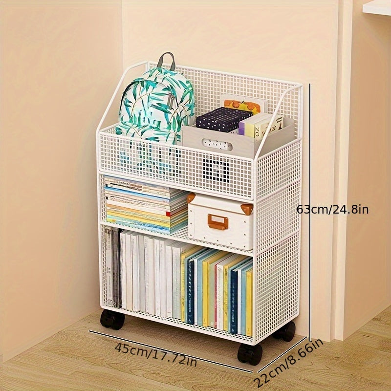 Estante de libros móvil con ruedas, almacenamiento de libros, estante de libros de suelo a techo para uso en casa y aula, estante de libros junto al escritorio, estante de almacenamiento de snacks, mesa de noche.