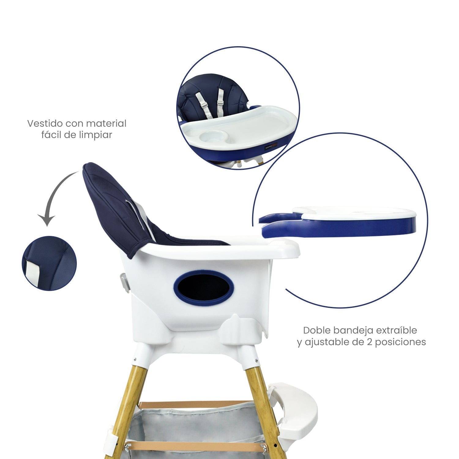 SILLA COMEDOR BEBÉ 2 EN 1 ROCK HAPPY BABY AZUL -