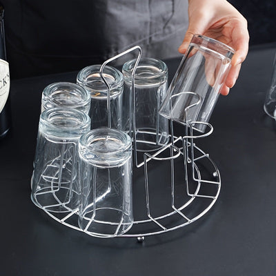 Soporte Elegante para Tazas de Acero Inoxidable Alto - Organizador de Vasos, Organizador con Drenaje, Escurridor de Cristales y Tazones para Encimera de Cocina en Casa o Bar