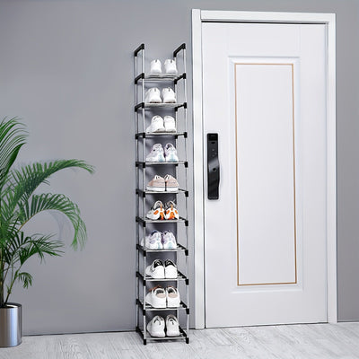 1pc Zapatero de 10 Niveles, Zapatero para Entrada, Almacenamiento Sencillo de Zapatos en Casa, Estante Multifuncional Ahorra Espacio, Adecuado para Puerta, Dormitorio, Baño, Oficina, Pasillo, Apartamento, Residencia Estudiantil, Garaje, etc. Regalos de H