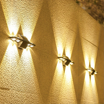 Lámpara de Pared Solar Montada con Espejo Convexo, Iluminación Externa LED para Paisajes Decorativos, Lámpara Solar Exterior para Patio, Jardín, Valla y Terraza, Decoración Festiva