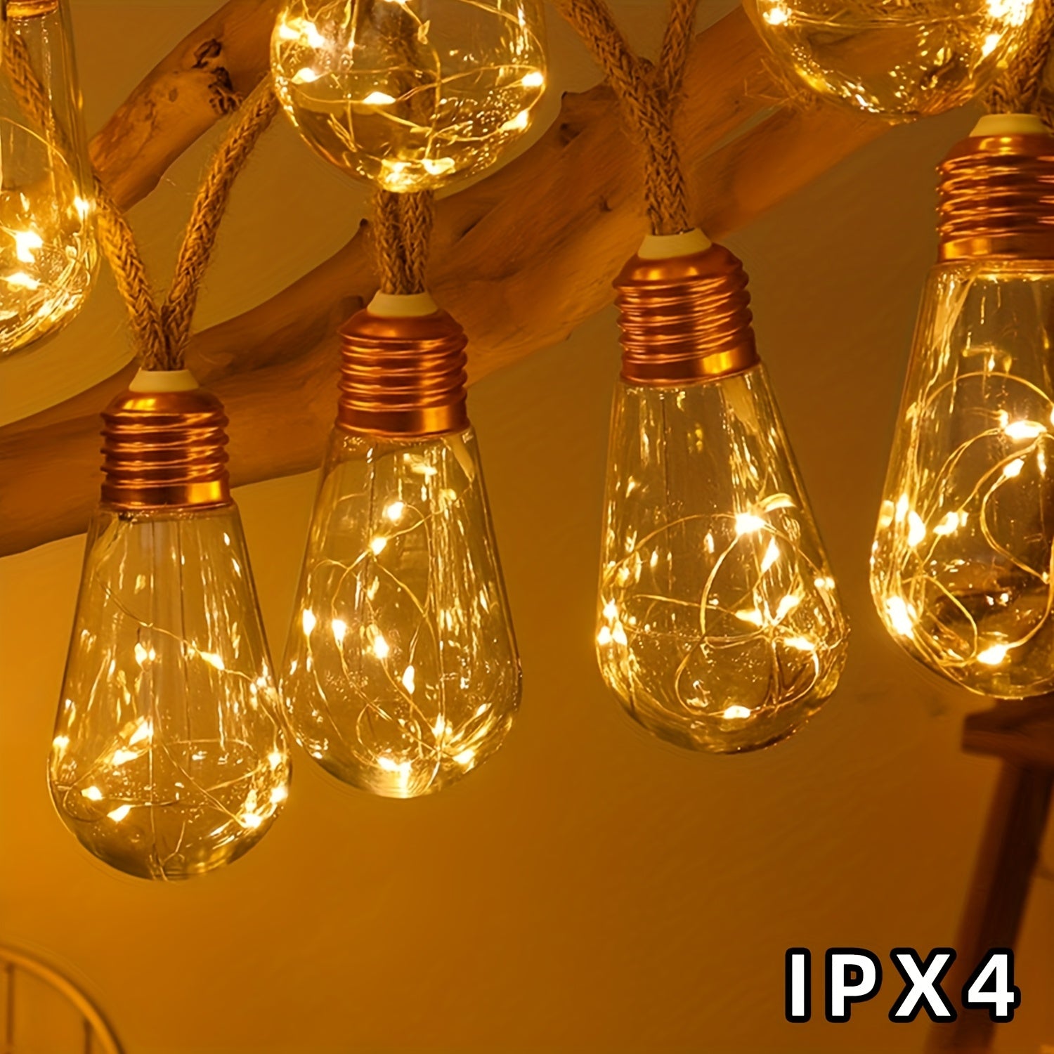 1pc Cadena de Luces Solares Vintage con 16 Bombillas/7.6 metros, IPX4 para Exteriores, 8 Modos de Iluminación, Función de Memoria y Control Remoto, Ideal para Patios, Balcones, Terrazas, Jardines y Navidad