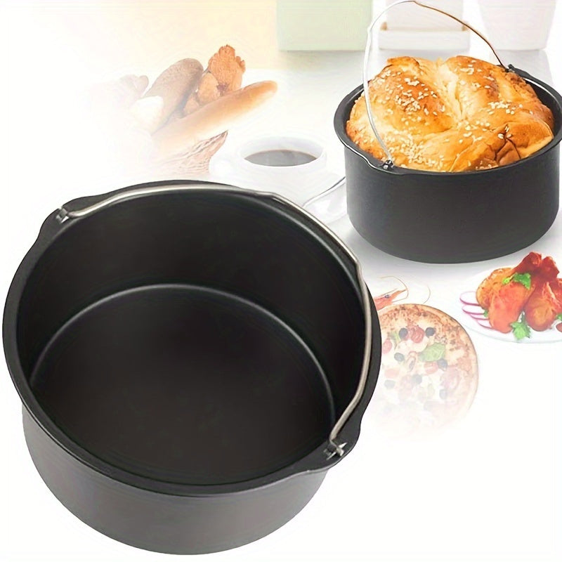 Sartén de horno de aire frito de acero al carbono no adherente de 7 pulgadas - Tamaño medio, ideal para pasteles y alimentos fritos, accesorios duraderos para horno de aire frito y cocina, accesorios para horno de aire frito.