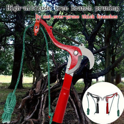 Tijeras de poda de rama de alta montaña - Eficientes tijeras telescópicas de rama alta para la recolección de árboles frutales, poda de árboles y uso agrícola - Mango ergonómico negro con anclaje de cuerda verde, hoja de acero aleado duradera, no necesit