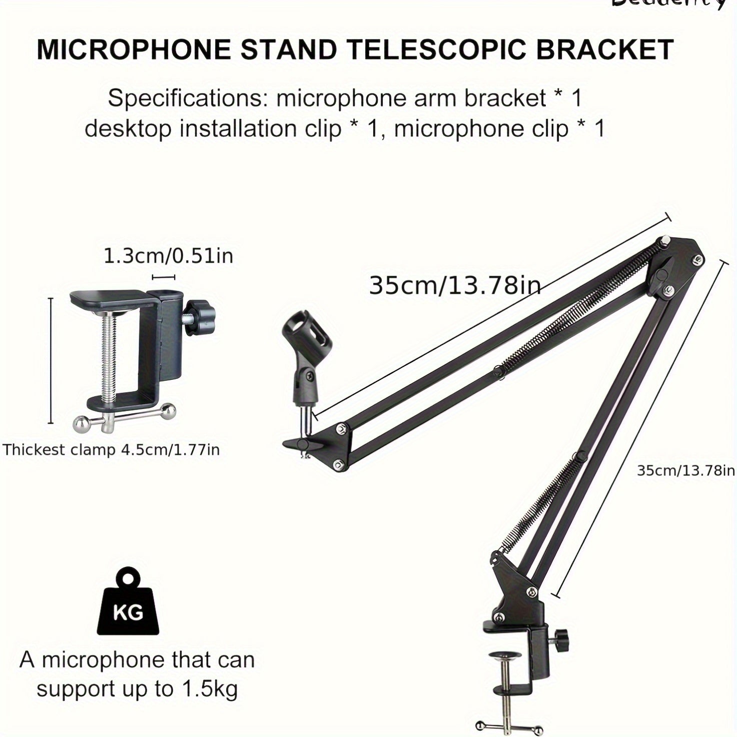 Soporte de micrófono de metal negro Arabest con brazo de tijeras ajustable - Ideal para grabación de estudio, transmisión en vivo de video y canto en línea, equipo de transmisión en vivo|Soporte de altura ajustable|Calidad de construcción duradera, sopor