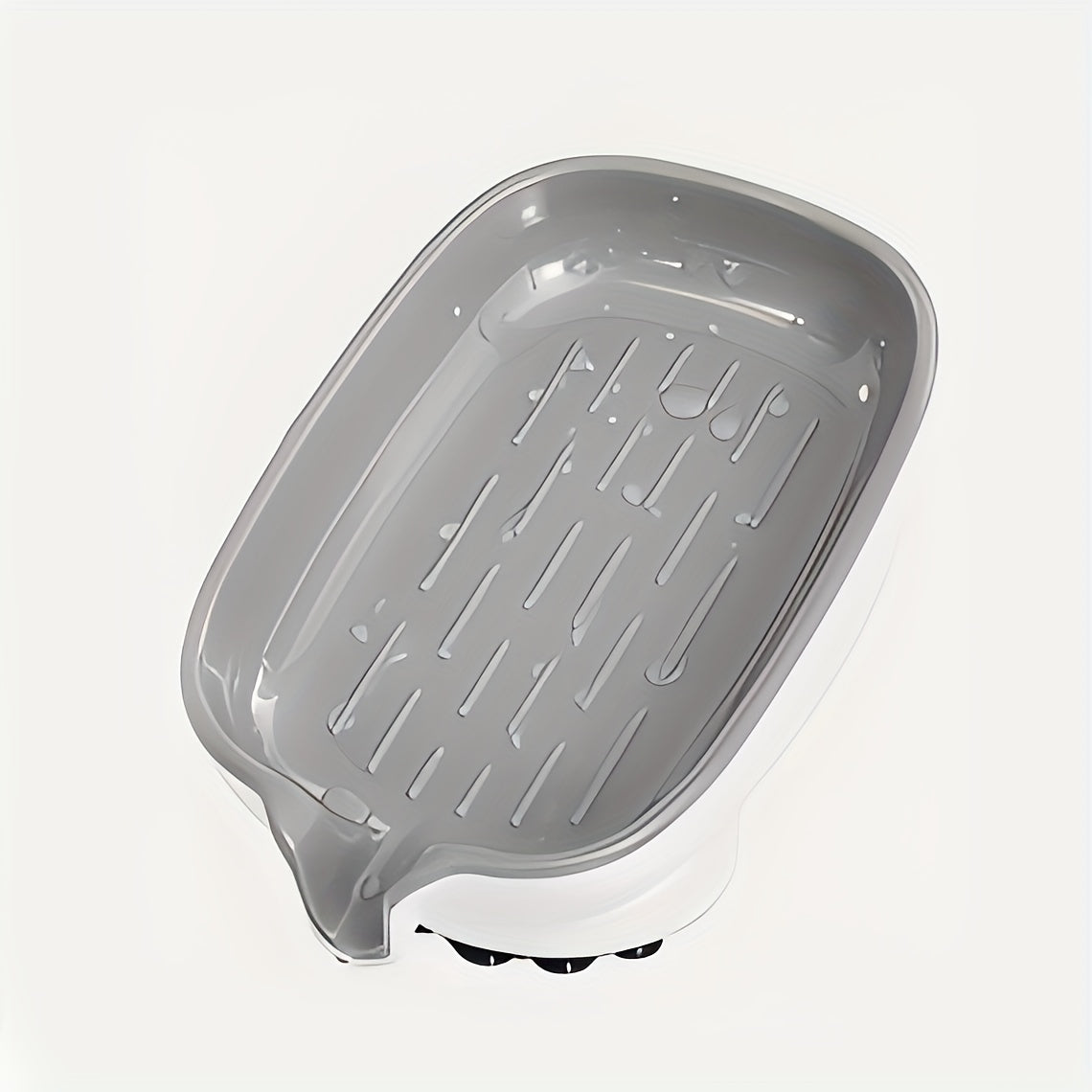 1pc Jabonera ranurada mejorada con ventosa, jabonera de baño sin taladrar, diseño de drenaje en cascada, plástico duradero, fácil instalación, accesorio de baño moderno.