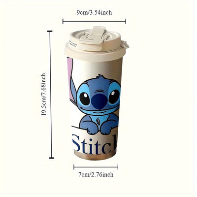 Taza de viaje de acero inoxidable de 18 oz Stitch - Aislada de doble capa, fácil de llevar, perfecta para bebidas calientes y frías, ideal para uso en el coche, soporte para bebidas en el coche | Diseño juguetón | Vaso aislado