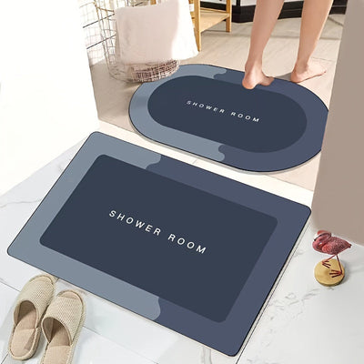 Alfombra de baño de diatomeas ultra absorbente - Secado rápido, antideslizante, fácil de limpiar, con diseño nórdico para ducha, dormitorio y entrada