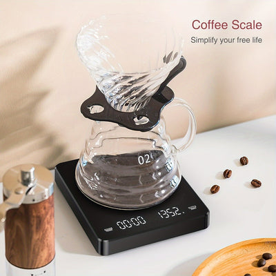Báscula de Café con Botón Táctil de Alta Precisión - Recargable por USB, Precisión de 3kg/0.1g, Perfecta para Cocina y Baño