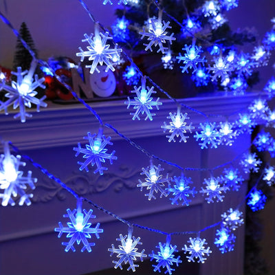1 pza. Cadenas de luces LED decorativas de copo de nieve, alimentadas por batería, decoraciones de luces de copo de nieve, guirnalda navideña decoración de boda de año nuevo en la sala de estar dormitorio