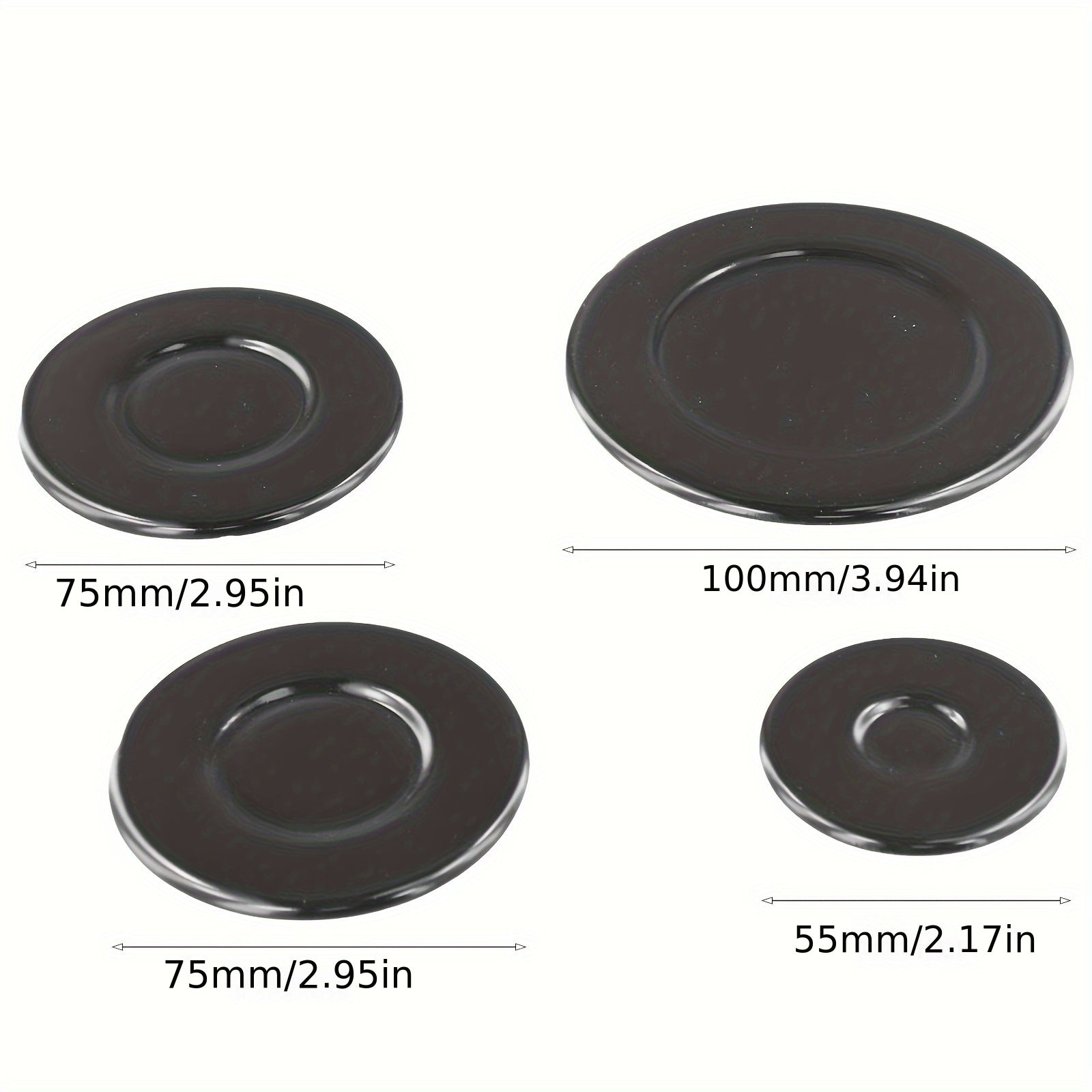 4 piezas de cubiertas de quemador de estufa de gas SABAF - Moda negra, duraderas y fáciles de limpiar, (55mm1 pieza + 75mm2 piezas + 100mm1 pieza)
