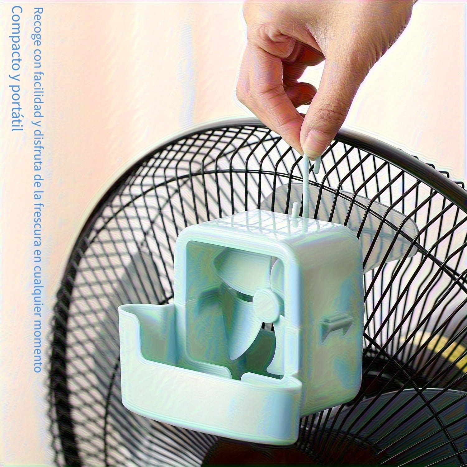 Ventilador portátil con clip para niebla de hielo - Funcionamiento sin batería, cuerpo ligero y duradero de plástico, instalación sin taladro para uso en casa/escritorio/exteriores, diseño blanco elegante, ventilador portátil, mejora del confort en casa,