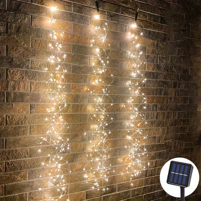 1 cuerda de luces de ratán con energía solar - Luces de hadas IP65 impermeables con 8 modos, ideales para exteriores, patio, jardín, porche, árbol, terraza, pared, bodas y decoraciones de fiestas, decoración de Navidad y Halloween | Cuerda de luces de ra