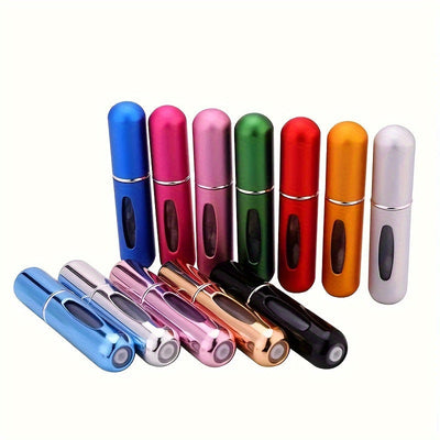 Un frasco de maquillaje portátil con una capacidad de 5 ml en la parte inferior, que se puede rellenar y reutilizar como un mini frasco de spray para perfume.
