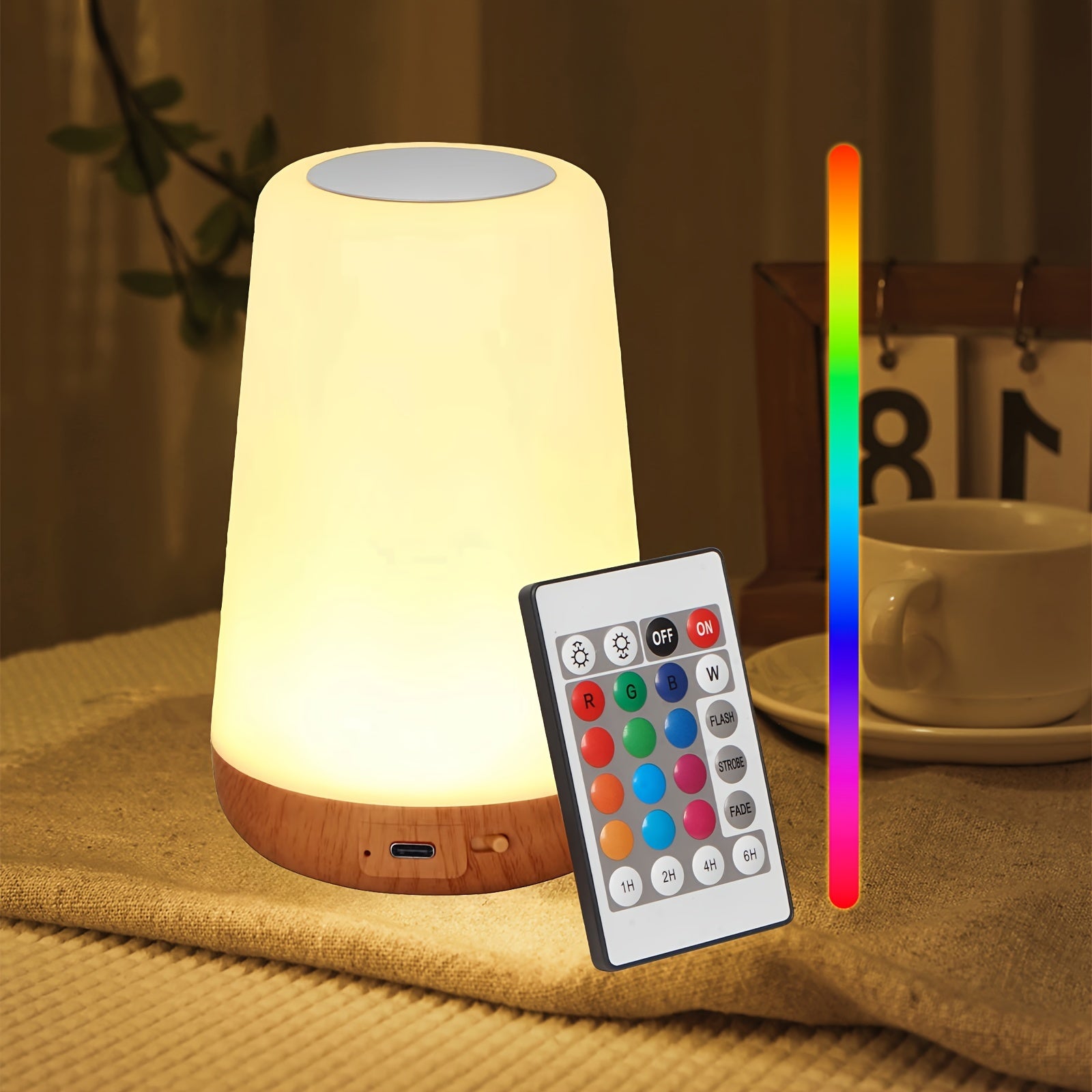Luz Nocturna Portátil con Control Táctil y 13 Colores RGB - Lámpara de Escritorio Recargable para Dormitorio, Sala de Estar, Comedor, Perfecta para Regalos de Navidad, Oficina Festiva, Dormitorio, Hotel, Fiesta, Decoración de Restaurante