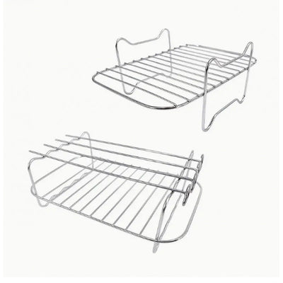 Conjunto de 6 piezas de Accesorios para Freidora de Aire - Estructura de Acero Inoxidable para Freidora de Aire, Rejilla para Horno de Microondas, Parrilla Rectangular Multifuncional - Adecuado para la Mayoría de Hornos de Freidora de Aire - Antiadherent