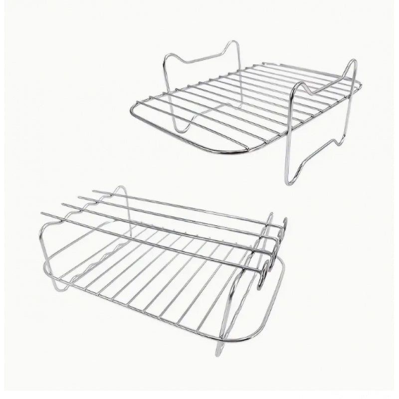 Conjunto de 6 piezas de Accesorios para Freidora de Aire - Estructura de Acero Inoxidable para Freidora de Aire, Rejilla para Horno de Microondas, Parrilla Rectangular Multifuncional - Adecuado para la Mayoría de Hornos de Freidora de Aire - Antiadherent