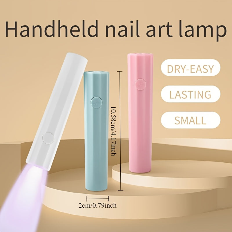 Luz de arte de uñas eléctrica recargable - Lámpara de secado de esmalte de uñas inalámbrica alimentada por USB con 3 colores (blanco/azul/rosa), diseño compacto y portátil para manicura en casa, arte de uñas DIY, secado rápido, estilo elegante, plástico