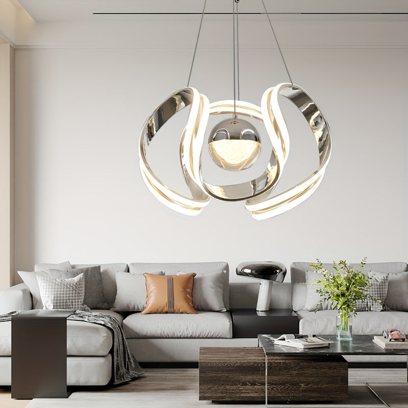 1 pieza de moderno candelabro LED con luz que cambia de color tri-color, acabado de metal pulido, montaje semi-inclinado, dirección de luz ascendente y descendente, hardware de instalación incluido, para bar, hotel, restaurante - opciones doradas/platead