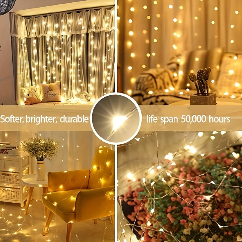Luces de Cadena con Brillo Cálido Alimentadas por USB - 8 Modos de Iluminación, Brillo Ajustable, Duraderas para Exteriores, Bodas, Fiestas, Decoración de Dormitorios - Fácil Instalación, Control por Botón, Distribuidores Directos de Fabricantes, Luces d