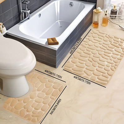 2 piezas de juego de alfombras de baño de espuma de memoria con diseño geométrico, alfombras de lana de coral antideslizantes para baño - Lavables en máquina, ideales para fregadero, bañera, ducha y inodoro, decoración y accesorios de baño, alfombras de