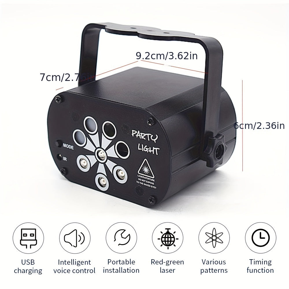 Proyector de Luces para Fiesta de Discoteca 3-en-1 con Control Remoto - Estroboscópico Multipatrón, Proyección de Estrellas Activada por Voz y Luces de Ambiente Coloridas para el Hogar, Halloween, Navidad, Clubes, Bares y Decoración de Karaoke, Luces de