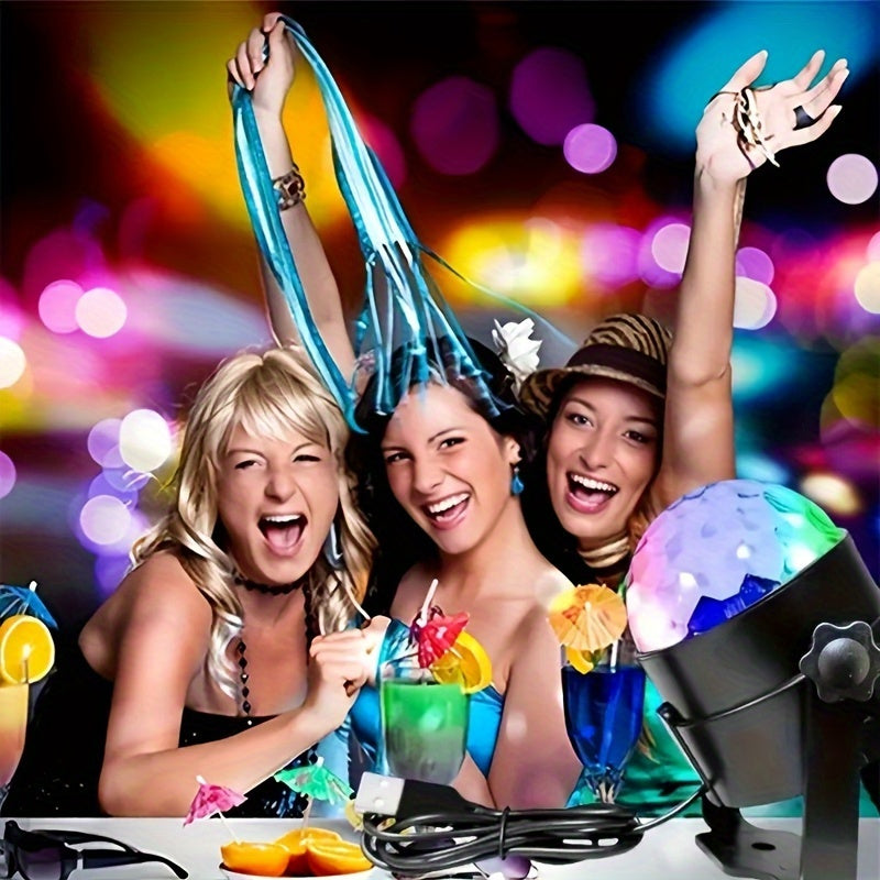 Luz de escenario de bola de discoteca RGB alimentada por USB - Proyector de fiesta de DJ de cambio de color con luces LED vibrantes, ideal para hogar, KTV, bodas, actuaciones de baile y celebraciones de vacaciones, interfaz USB, montaje en pared o escrit