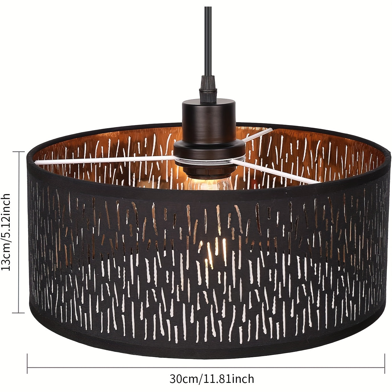 Pantalla de lámpara - Pantallas de lámpara modernas negras para luces de techo con interior dorado, pantallas de lámpara para lámparas de mesa y lámparas de pie, pantalla de lámpara colgante para dormitorio, salón, pasillo y cocina
