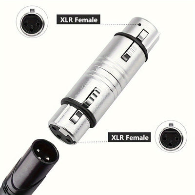 Cable adaptador de audio XLR hembra a hembra Xahpower, gris, conectores de audio profesionales para micrófonos y mezcladores.