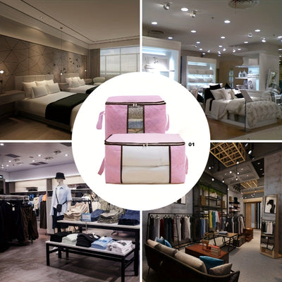 1 Pieza, Bolsa de almacenamiento de ropa de gran capacidad, manipulación de ropa de cama tejida gruesa, mantas y otros artículos de cama, bolsa de almacenamiento de ropa plegable para hotel o tienda