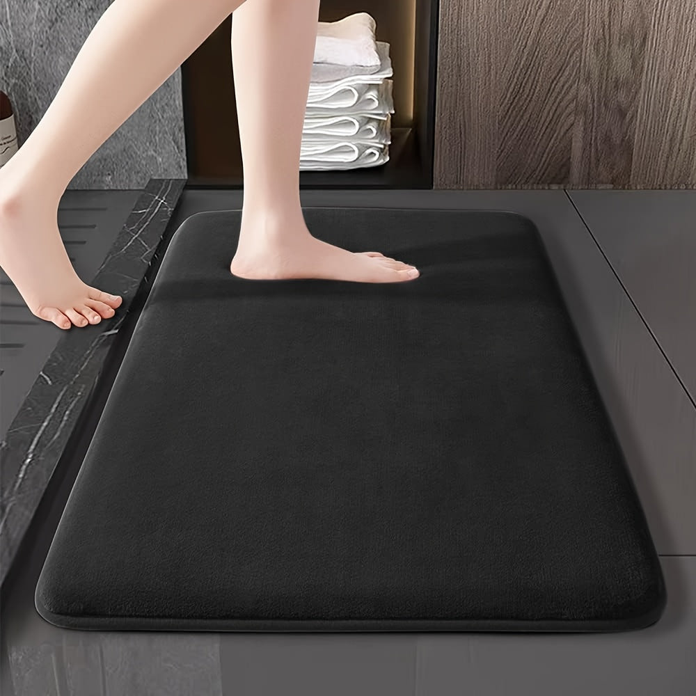 Alfombra de baño de felpa coral ultra suave - Secado rápido, antideslizante, lavable a máquina con respaldo de PVC, poliéster mullido, pelo bajo, forma rectangular para seguridad en la entrada del baño