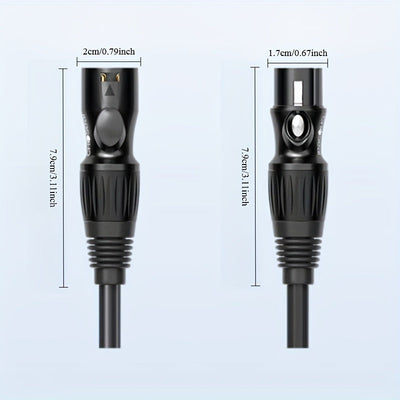 Cable de extensión XLR chapado en oro de CHOSEAL - Cable de audio de 3 pines masculino a femenino con protección de papel aluminio y blindaje trenzado, carcasa de aleación para mezclador de micrófono y amplificador, equipo de audio profesional | Cable de