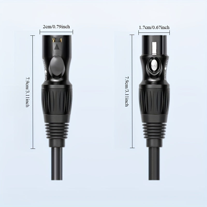 Cable de extensión XLR chapado en oro de CHOSEAL - Cable de audio de 3 pines masculino a femenino con protección de papel aluminio y blindaje trenzado, carcasa de aleación para mezclador de micrófono y amplificador, equipo de audio profesional | Cable de