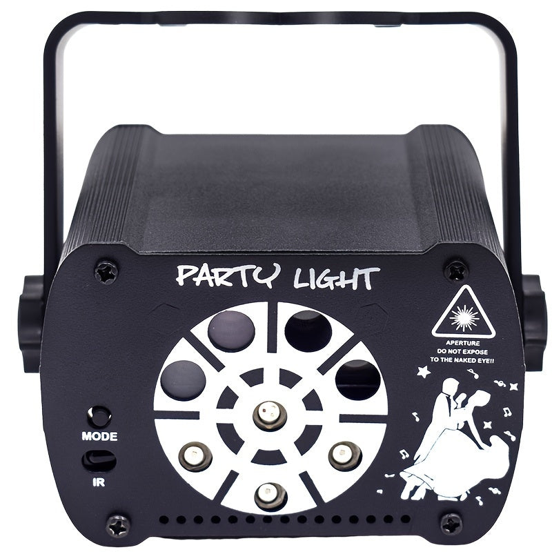 Luz de fiesta portátil DJ Luz de discoteca Luz estroboscópica Luz de escenario Sensor de sonido con control remoto USB Proyector LED RGB con alimentación para decoración del hogar interior Cumpleaños Carnaval Discoteca Efecto de baile Rendimiento de fies