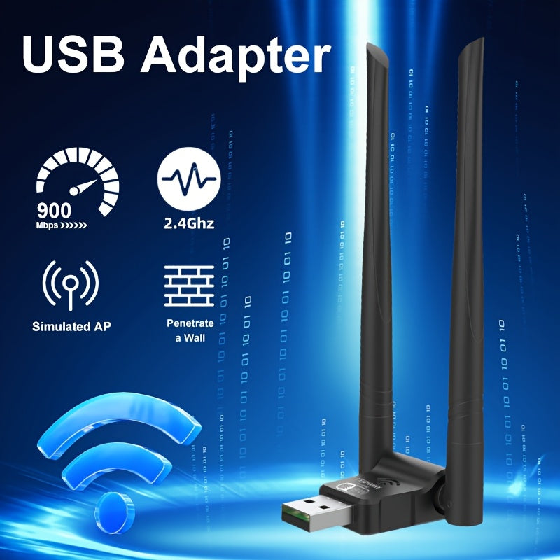 Adaptador de tarjeta WiFi6 AX900 de 900 Mbps, adaptador de red USB, adaptador WiFi USB 2.4G, receptor inalámbrico para portátiles y escritorios Mac, adecuado para portátiles y escritorios.