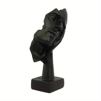 Conjunto de 3 estatuas de Pensador, Tamaño Grande El Silencio es Oro Arte Abstracto Estatua, Escucha No Diga No Moderna Decoración de Escultura de Resina para Hogar, Oficina Estudio Decoración Moderna (Negro)