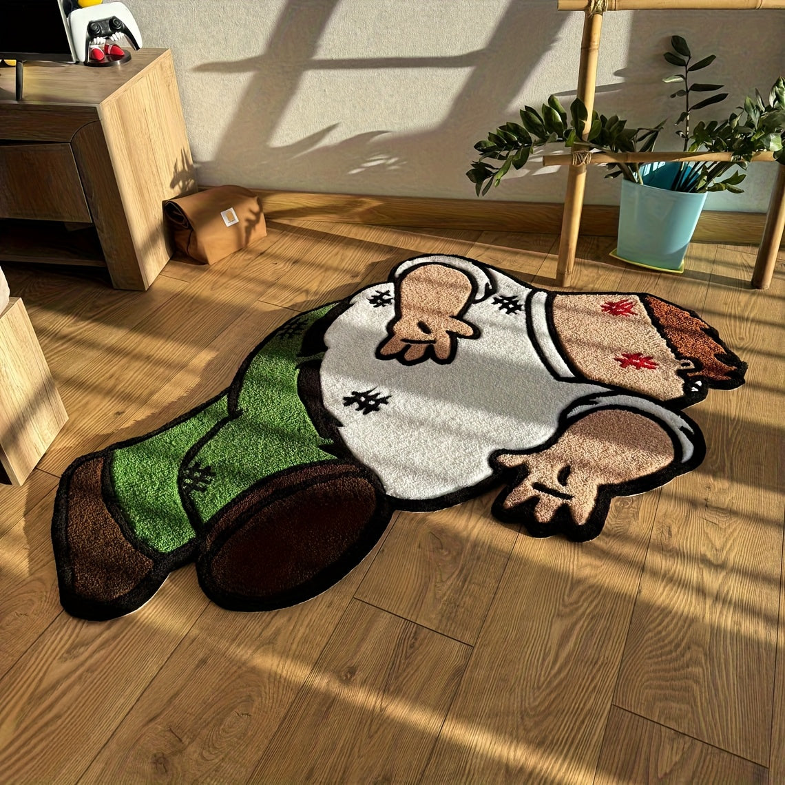 1 alfombra de felpa suave imitación cachemira con diseño único de personaje animado, 1200g/m², 12.1mm de grosor, solo lavado a mano, material de poliéster, accesorio para sofá, decoración divertida para habitación, tapete para sala