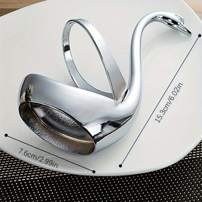 2 Piezas de Soporte para Vajilla en Forma de Cisne Plateado, Acero Inoxidable, Ideal para Fiestas/Bodas/Familia/Barra de Café y Restaurantes