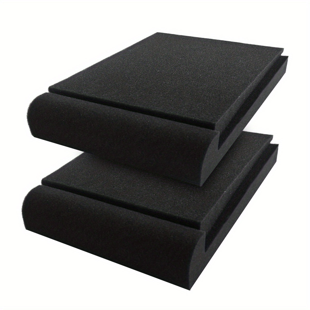 Un par de almohadillas insonorizantes de 27,99 cm × 19,0 cm × 3,99 cm para altavoces, diseñadas para reducir las vibraciones y ecos de los altavoces, lo que ayuda a mejorar la calidad del sonido.