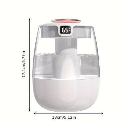 Humidificador USB de gran capacidad, humidificador con pantalla digital para dormitorio y escritorio en casa, diseño de doble rociado de niebla pesada, mini portátil para oficina