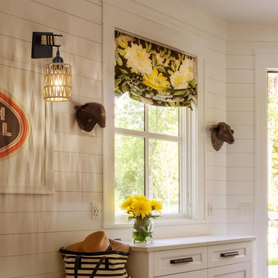 Arandela de Pared Industrial Estilo Medio Siglo XX – Lámpara de Ratán Tejido a Mano para Sala, Dormitorio o Comedor – Decoración Rústica Bohemia con Acabado en Metal Pulido, Incluye Herramientas de Montaje, Luz Ambiente para Dormitorio | Estilo Bohemio y