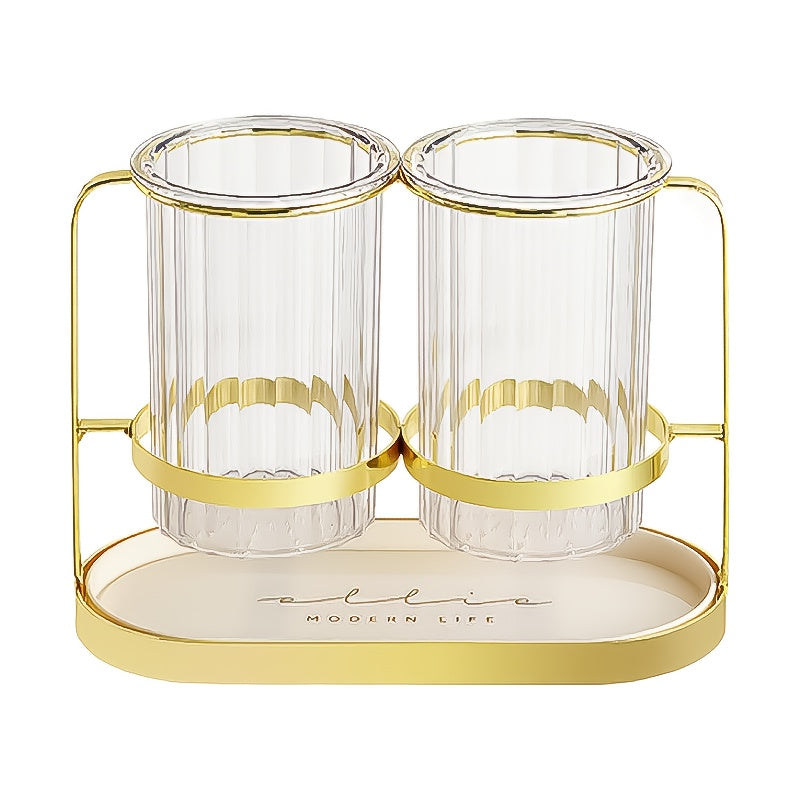 Porta Utensilios de Lujo Ligero | Soporte de Hierro + Bandeja Transparente PET para Cuchillos, Tenedores y Cucharas | Organizador de Encimera sin Taladro