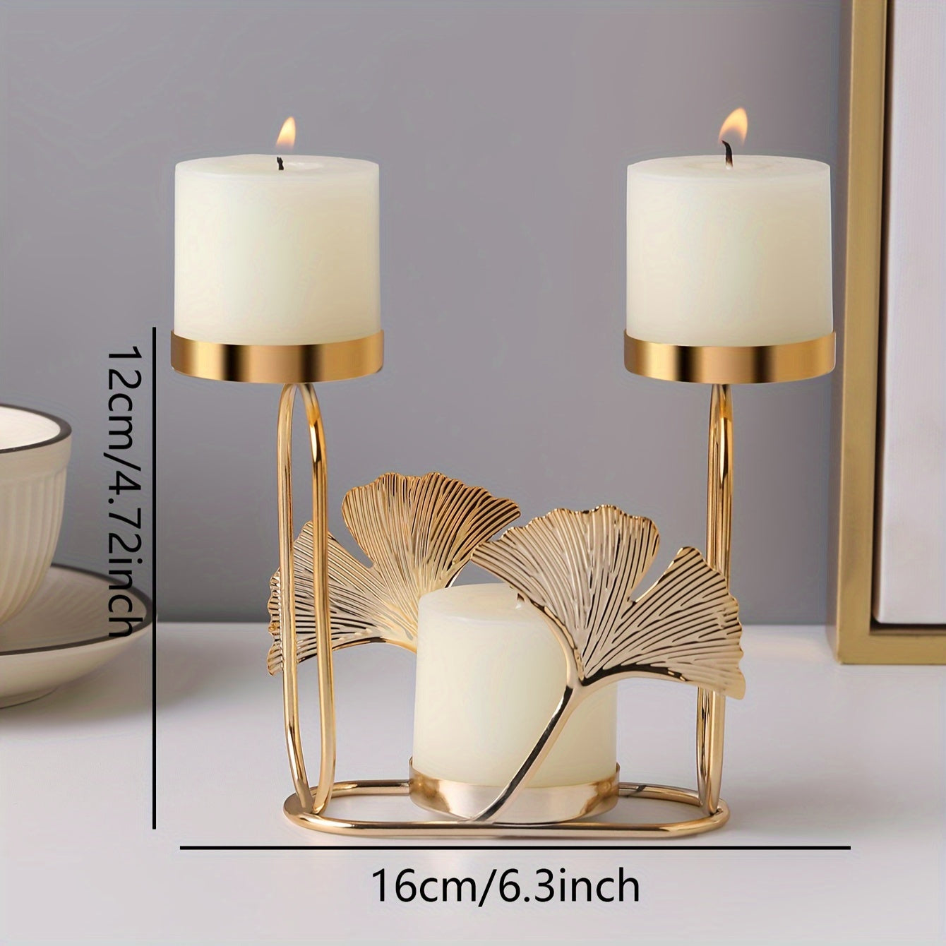 1pc Estilo Nórdico Minimalista Portavelas de Metal, Arte Moderno de Hierro para Mesa, Decoración de Hogar Luxuosa para Salón, Comedor y Mesa de Café, Decoración para Ceremonias y Bodas