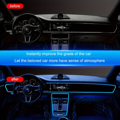 Luces LED inteligentes decorativas de interior de 3M/5M con cableado libre de neón con luces de ambiente flexibles de bricolaje frío modificado con luces de ambiente impulsadas por USB para decoración de coches, fiestas de vacaciones, cumpleaños, sin bat