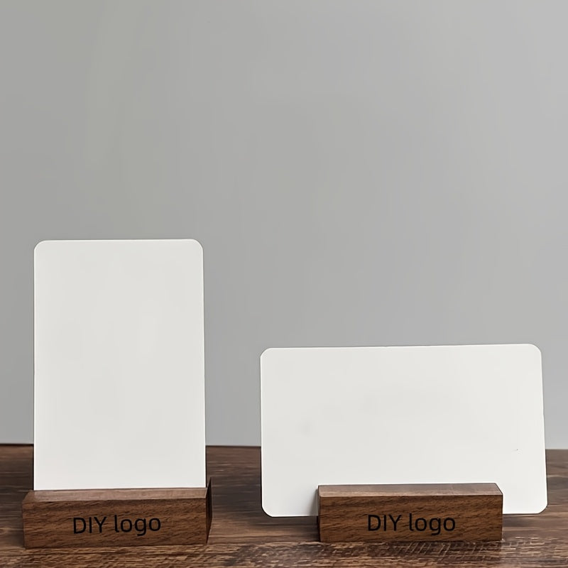 Soporte de Madera para Fotos y Tarjetas - Grabado Personalizado, Organizador Minimalista para Tarjetas de Visita y Fotos, Soporte Duradero con Toque Personalizado, Decoración Elegante para Oficina o Hogar, Acabado en Madera Oscura