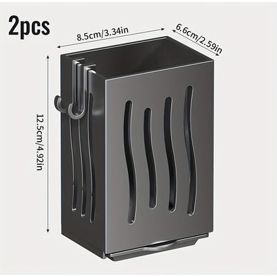 Soporte para utensilios de cocina, organizador de utensilios de cocina montado en la pared, bandeja de drenaje y gancho, tenedor, cuchara, cuchillo, palillos para palillos