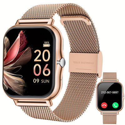 Smartwatch con Correa de Malla de Acero Inoxidable, Modos Deportivos Múltiples, Compatible con Sistemas iPhone y Android, La Mejor Elección para Regalo